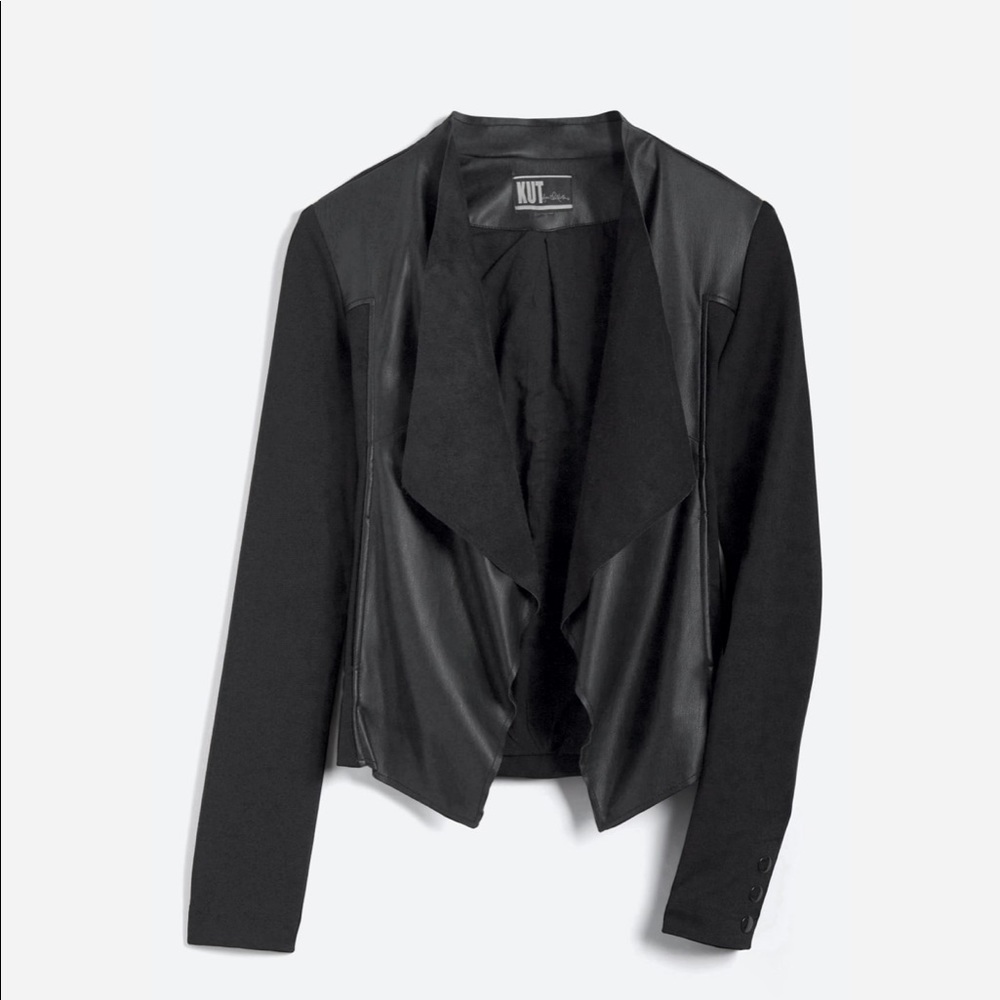 Ponte and Faux leather jacket - black